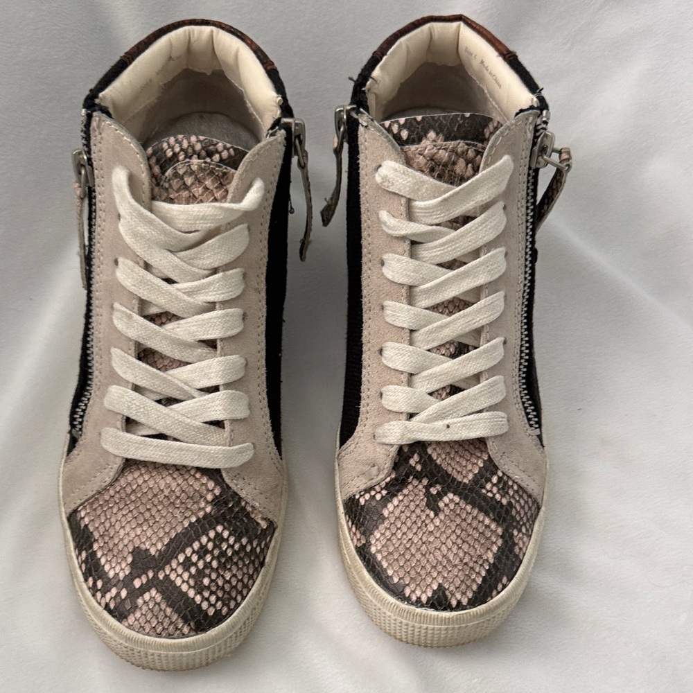 Dolce Vita Women's Snake-Print High Top Sneakers in Beige